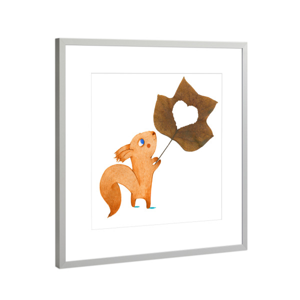 Poster mit Rahmen Silber "Squirrel Love" artboxONE - Natur,Floral,Tiere,Liebe