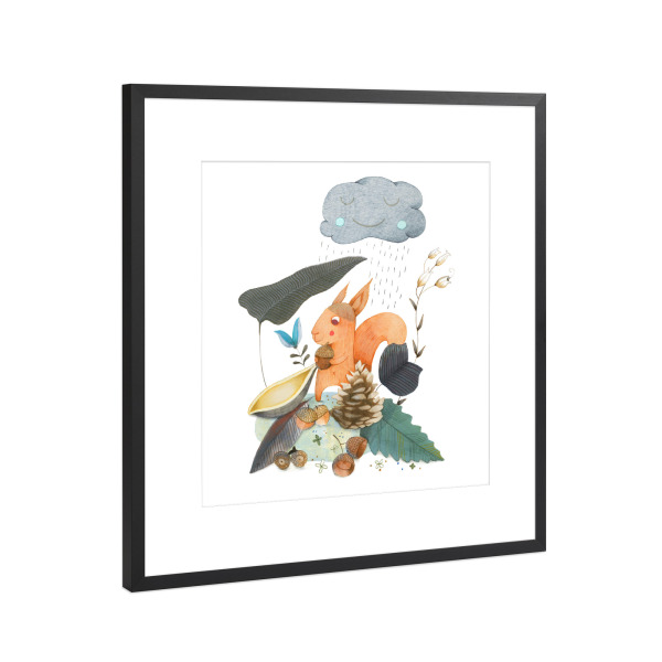 Poster mit Rahmen Schwarz (Metallic) "Autumn 2" artboxONE - Natur,Floral,Für Kinder,Tiere