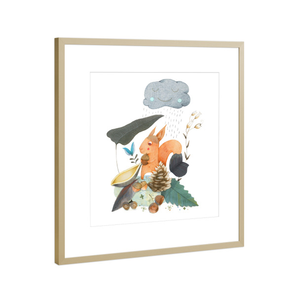 Poster mit Rahmen Gold "Autumn 2" artboxONE - Natur,Floral,Für Kinder,Tiere