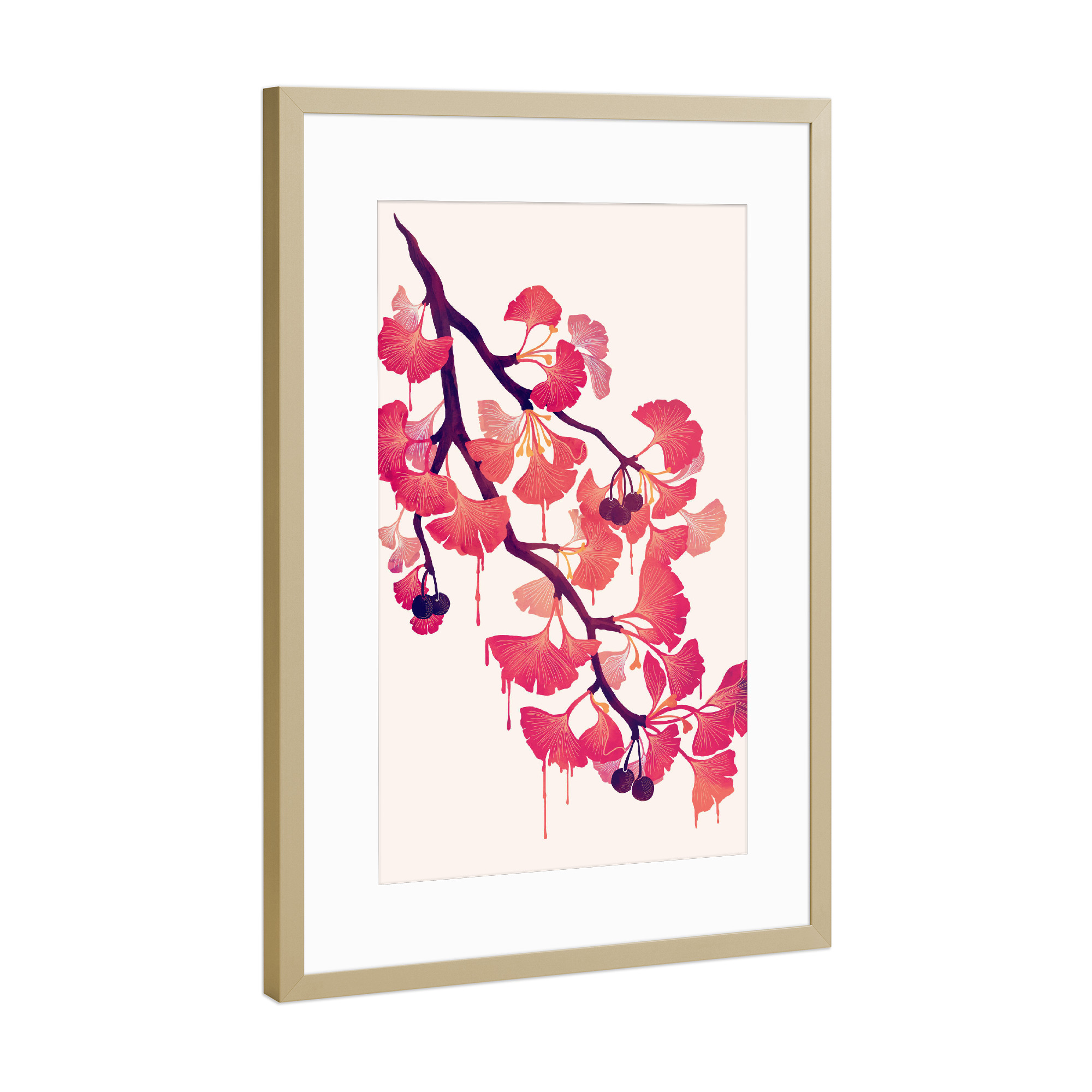 Poster mit Rahmen Gold "O Ginkgo" artboxONE - Natur,Floral