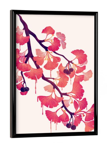 Poster mit schwarzem Rahmen "O Ginkgo" artboxONE - Natur,Floral