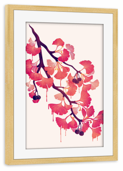 Poster mit Rahmen kiefer "O Ginkgo" artboxONE - Natur,Floral