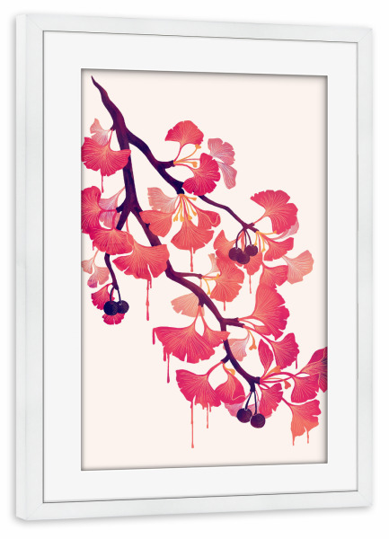 Poster mit Rahmen weiß "O Ginkgo" artboxONE - Natur,Floral