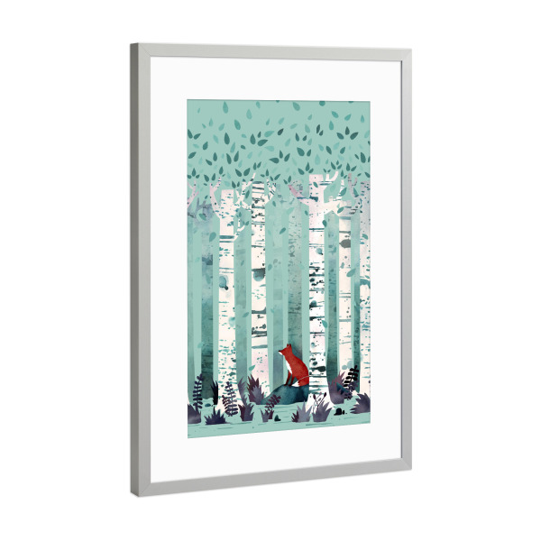 Poster mit Rahmen Silber "The Birches" artboxONE - Natur,Tiere