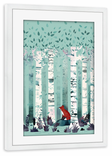 Poster mit Rahmen weiß "The Birches" artboxONE - Natur,Tiere