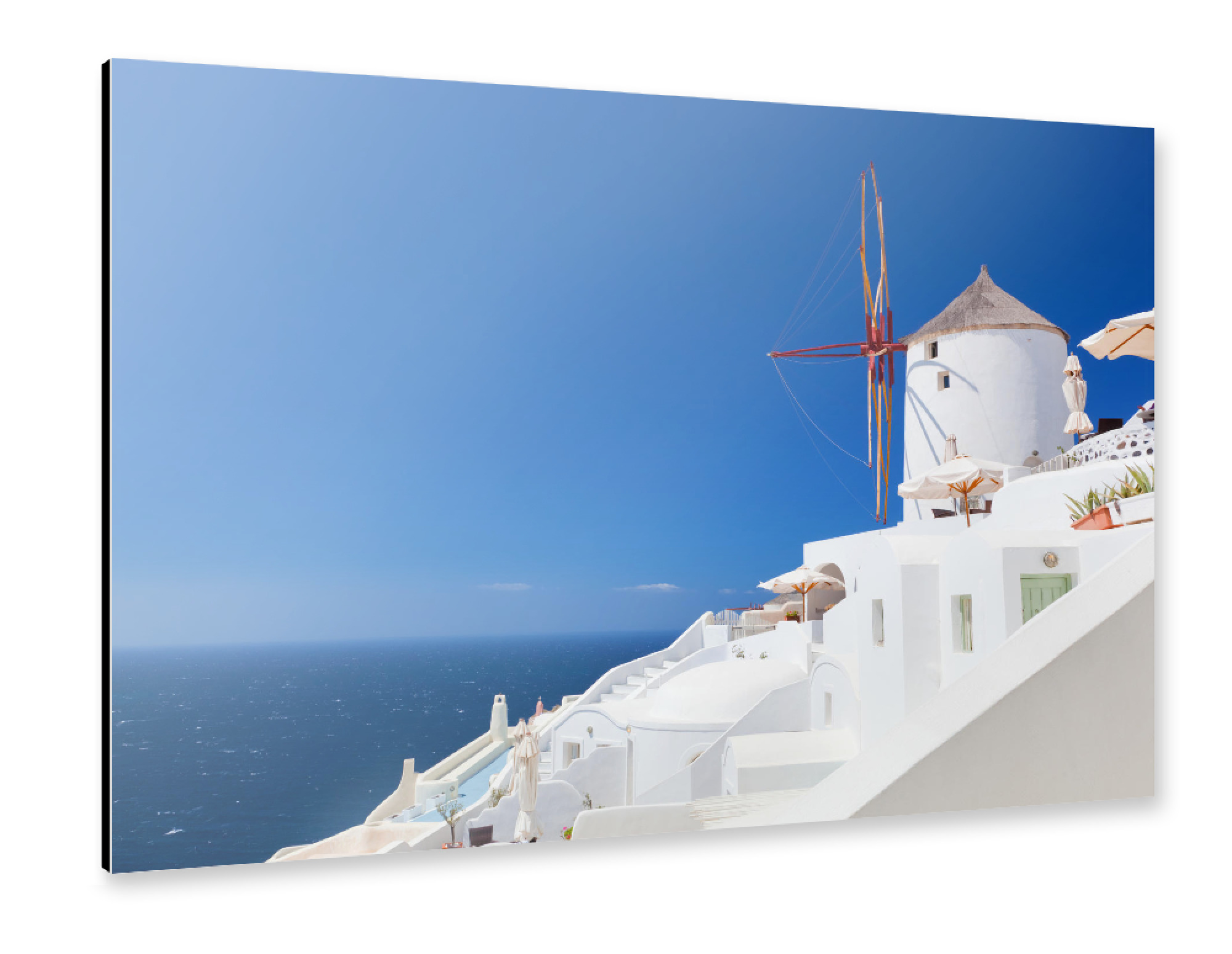 Alu-Dibond "Oia town on Santorini island, Greece. Famous windmills" 30x20 cm artboxONE