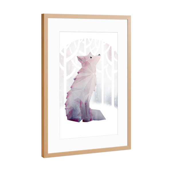 Poster mit Rahmen Kupfer "Fox in the Snow" artboxONE - Natur,Tiere,Geometrie