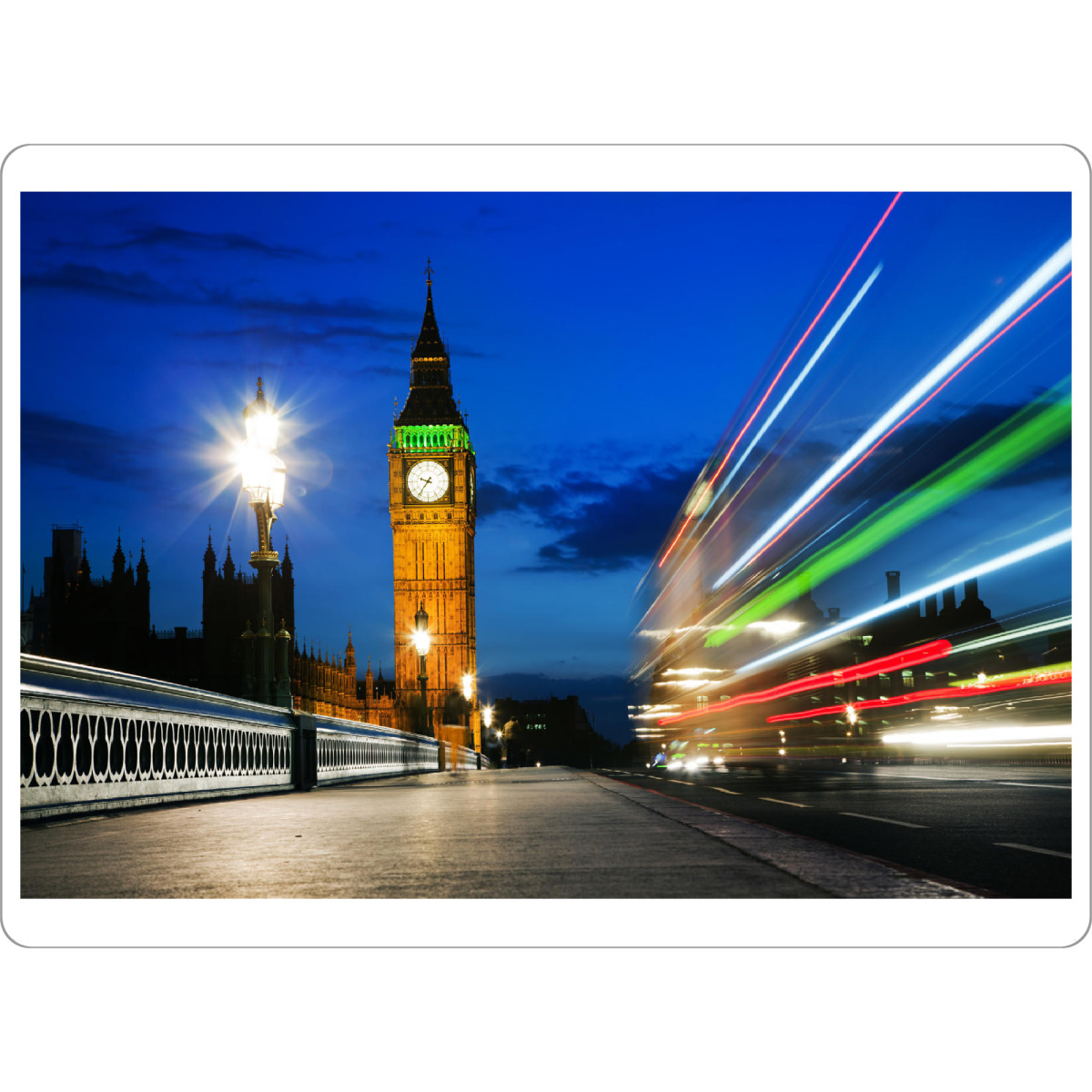 Tischset "London, the UK. Red bus in motion and Big Ben at night" artboxONE - Städte / London