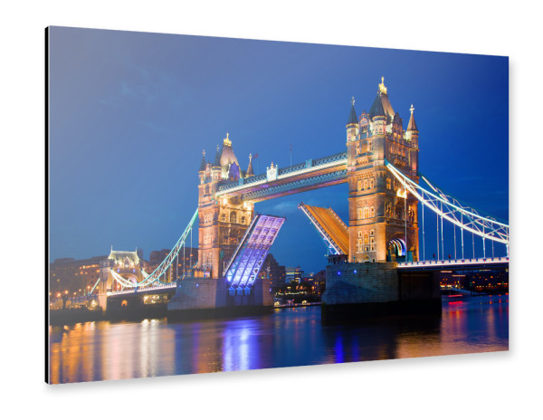 Alu-Dibond "Tower Bridge in London, the UK at night" 30x20 cm artboxONE