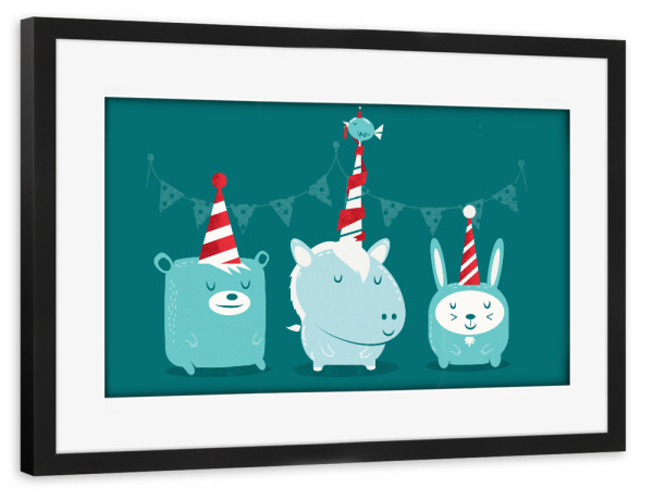 Poster mit Rahmen schwarz "Born To Party" artboxONE - Für Kinder,Tiere