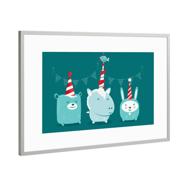 Poster mit Rahmen Silber "Born To Party" artboxONE - Für Kinder,Tiere