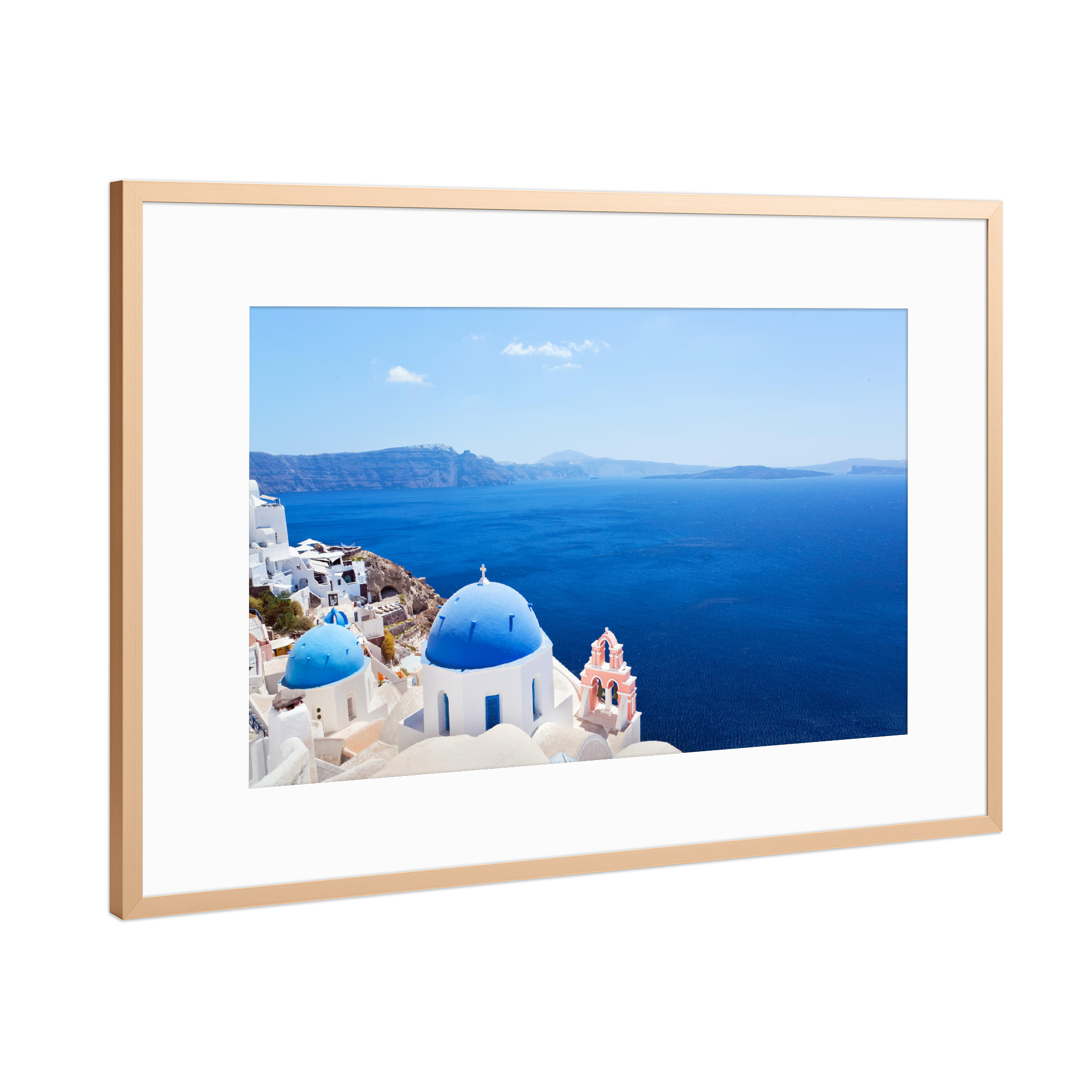 Poster mit Rahmen Kupfer "Oia town on Santorini island, Greece. Caldera on Aegean sea" artboxONE - Reise