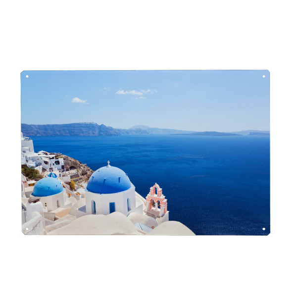 Holzbild "Oia town on Santorini island, Greece. Caldera on Aegean sea" artboxONE - Reise