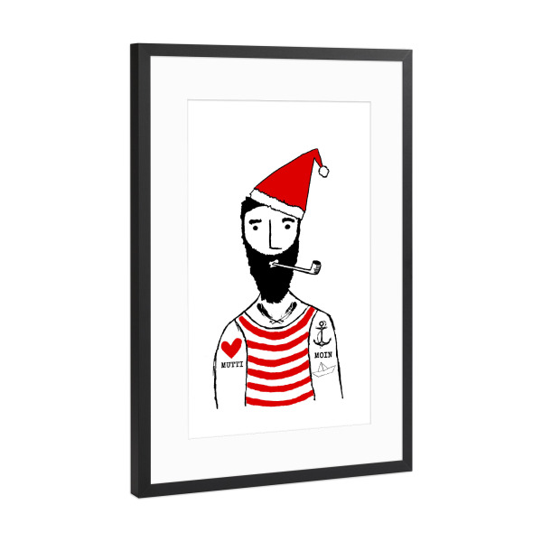 Poster mit Rahmen Schwarz (Metallic) "Weihnachtsmann II" artboxONE - Menschen,Weihnachten