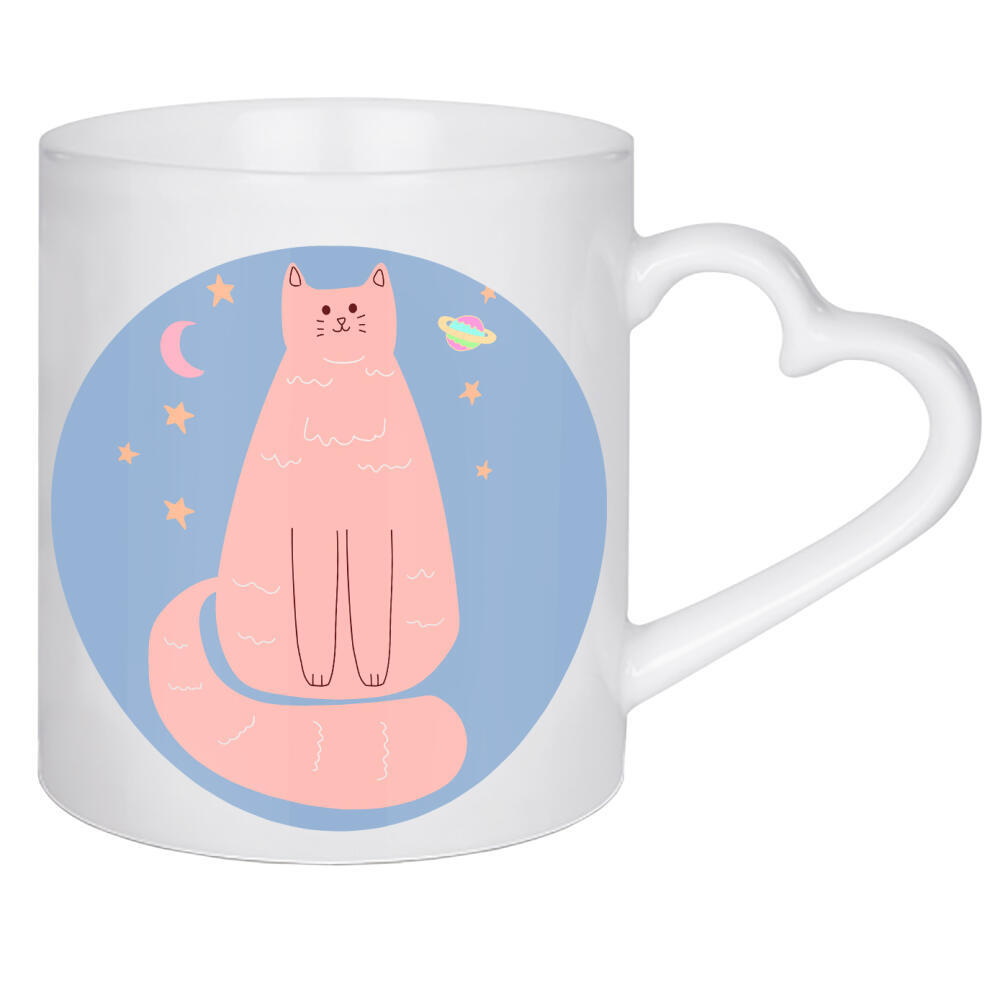 Herztasse "Rosa Katzenkunst" artboxONE - Tiere,Comic,Für Mama - Abstrakte katze,Katzenliebhaber,Katze,Rosa,Kinder,Kinderzimmer