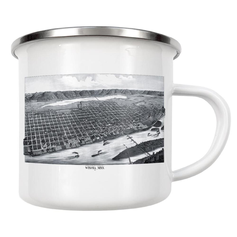 Emaille Tasse "Winona-Minnesota 1889-b" artboxONE - Kartografie - Karte,Karten,Flach,Jahrgang,Stadt,Alte,Retro,Abbildung,Reise