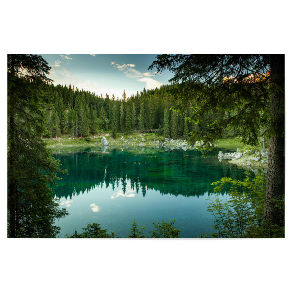 Poster 30x20 cm "Quite view" artboxONE - Natur - See,Carezza,Dolomiten,Bäume,Italien