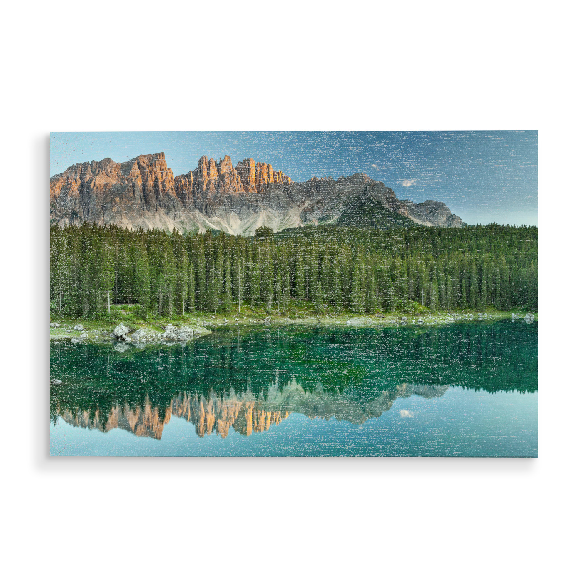 Holzbild "Reflexionen" artboxONE - Natur,Reise - See,Dolomiten,Berge,Italien,Natur,Reise