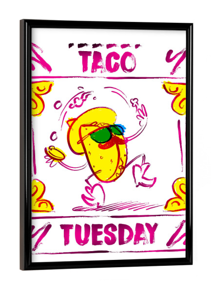 Poster mit schwarzem Rahmen "Taco Tuesday" artboxONE - Typografie,Essen & Trinken