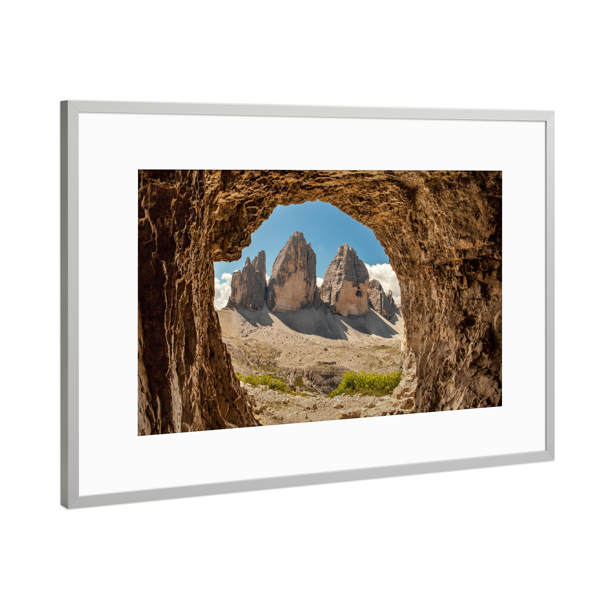 Poster mit Rahmen Silber "Secret view" artboxONE - Natur - Berg,Höhle