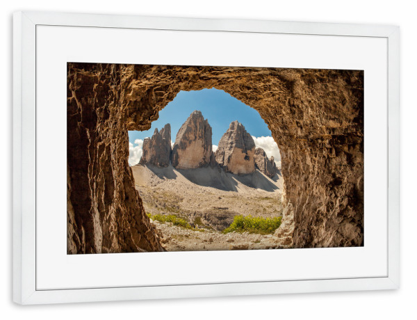 Poster mit Rahmen weiß "Secret view" artboxONE - Natur - Berg,Höhle