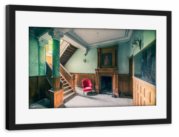 Poster mit Rahmen schwarz "Das Schloss zum roten Stuhl" artboxONE - Architektur