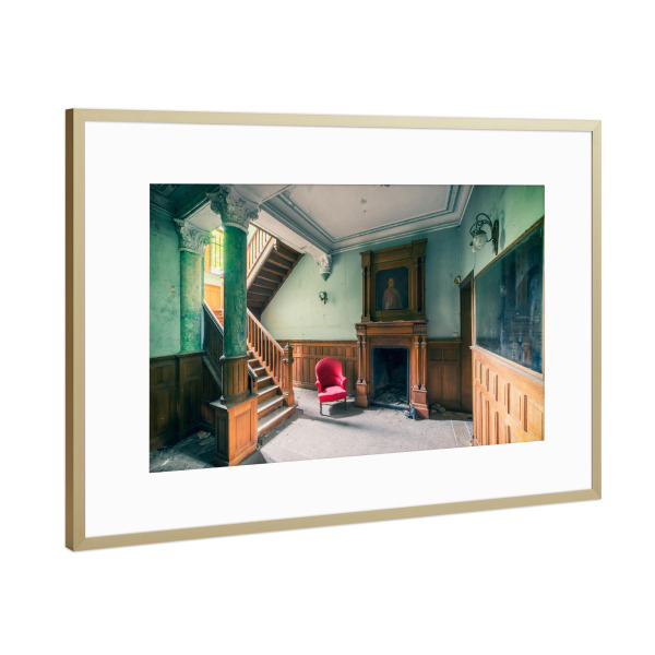 Poster mit Rahmen Gold "Das Schloss zum roten Stuhl" artboxONE - Architektur