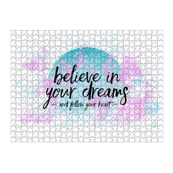 artboxONE Puzzle "Text Art BELIEVE IN YOUR DREAMS – FOLLOW YOUR HEART" artboxONE - Typografie,Abstrakt