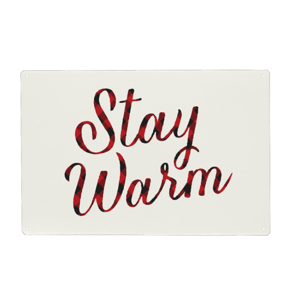 Holzbild "Stay Warm" artboxONE - Typografie,Weihnachten - Stay warm,Christmas,Holiday,Case,Winter,Cabin,Christmas,Cold,Cuddling,Plaid,Red