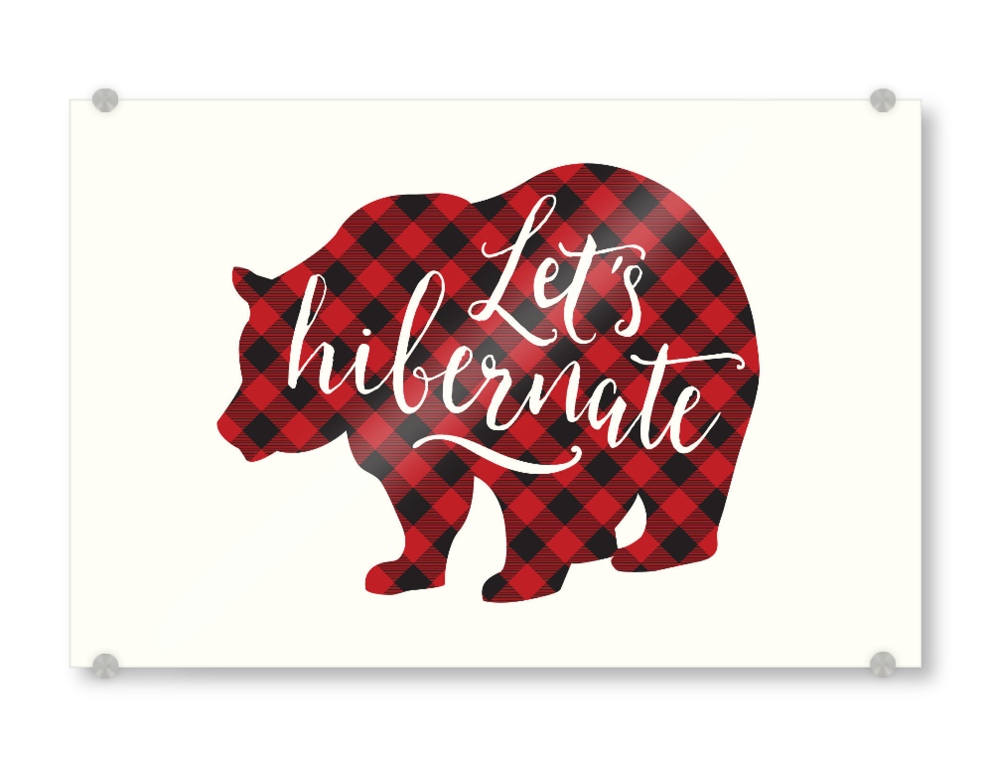 Acrylglasbild "Let's Hibernate (red plaid)" artboxONE - Tiere,Weihnachten