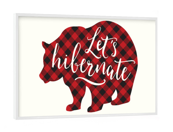 Poster mit weißem Rahmen "Let's Hibernate (red plaid)" artboxONE - Tiere,Weihnachten