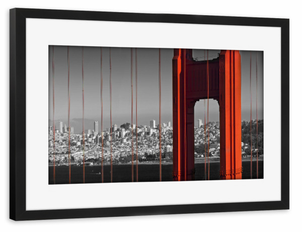 Poster mit Rahmen schwarz "SAN FRANCISCO Golden Gate Bridge" artboxONE - Reise,Schwarzweiß,Architektur,Reise / Länder,Städte / San Francisco