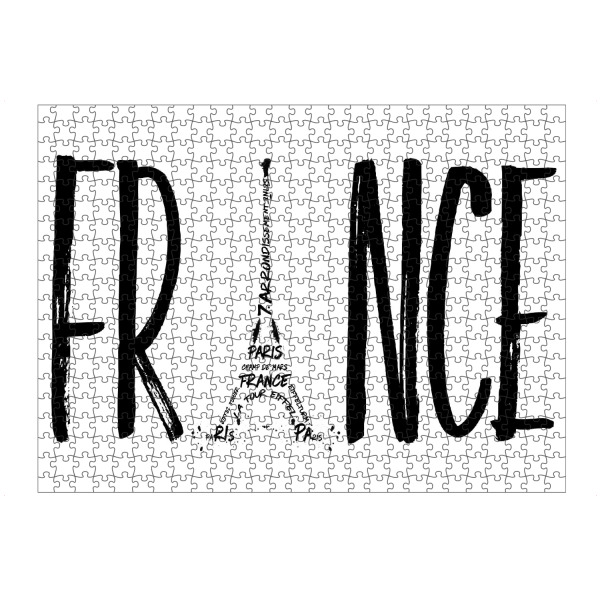 Puzzle Ravensburger "FRANCE Typografie | Panorama" artboxONE - Städte,Typografie,Reise,Schwarzweiß,Fashion,Reise / Länder