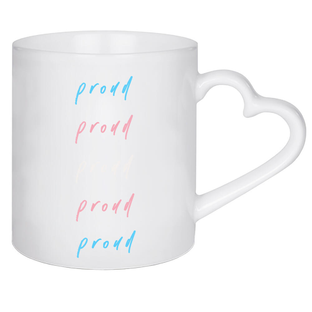 Herztasse "Proud Typografie" artboxONE - Typografie,Menschen - Proud,Bunt,Typo,Typografie,Minimalistisch,Pride