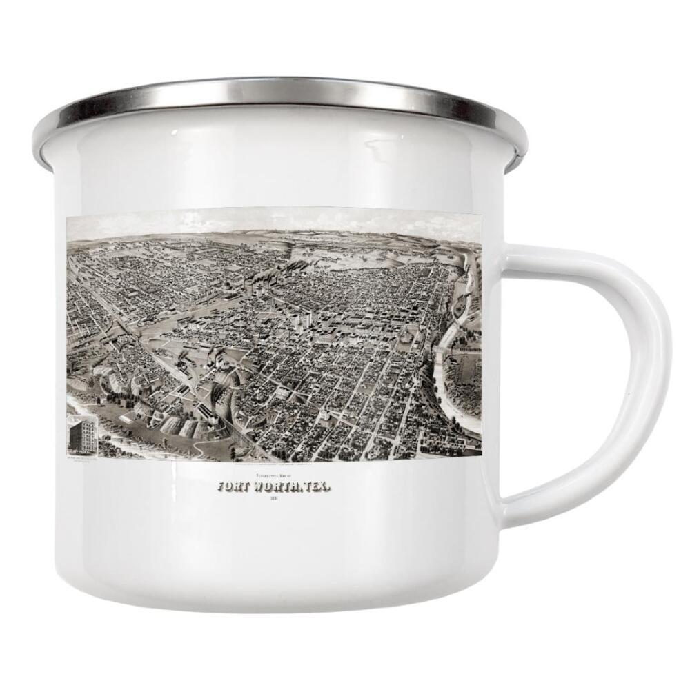 Emaille Tasse "Karte von Fort Worth" artboxONE - Kartografie - Karte,Karten,Flach,Jahrgang,Stadt,Alte,Retro,Abbildung,Reise