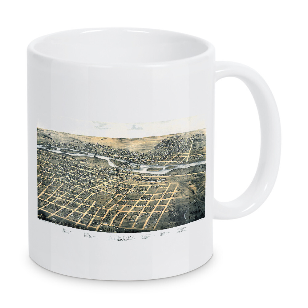 Tasse "Aurora-Illinois-Karte" artboxONE - Kartografie - Karte,Karten,Flach,Jahrgang,Stadt,Alte,Retro,Abbildung,Reise