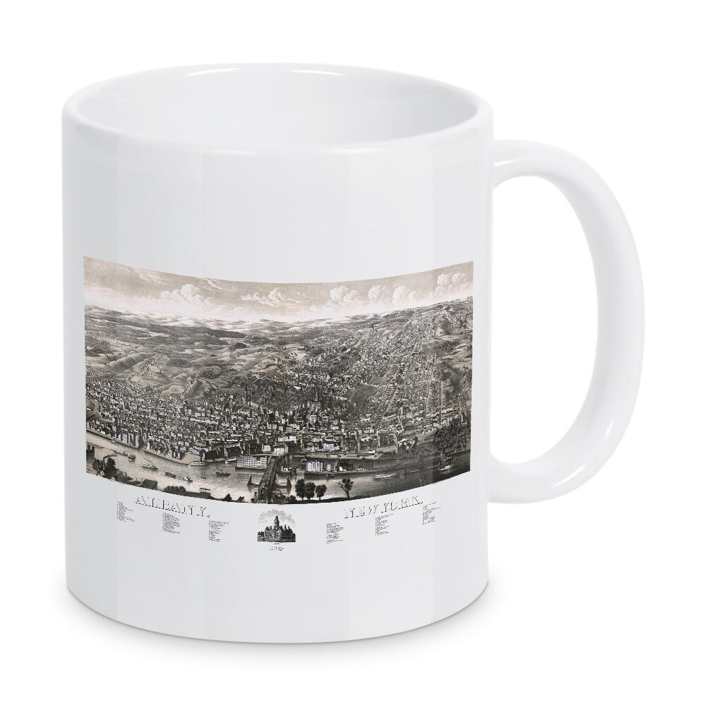 Tasse "Albany-New York-1879-Karte" artboxONE - Städte,Kartografie - Karte,Karten,Flach,Jahrgang,Stadt,Alte,Retro,Abbildung,Reise,Souvenir