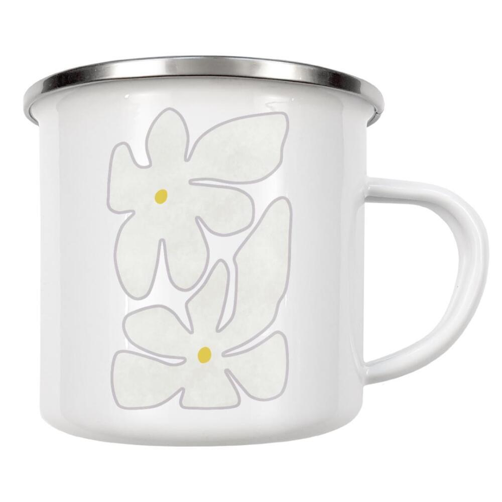 Emaille Tasse "Weiße Narzisse" artboxONE - Natur,Floral,Abstrakt - Narzisse,Blume,Blumen,Botanisch,Stillleben,Natur,Form,Einfach,Modern