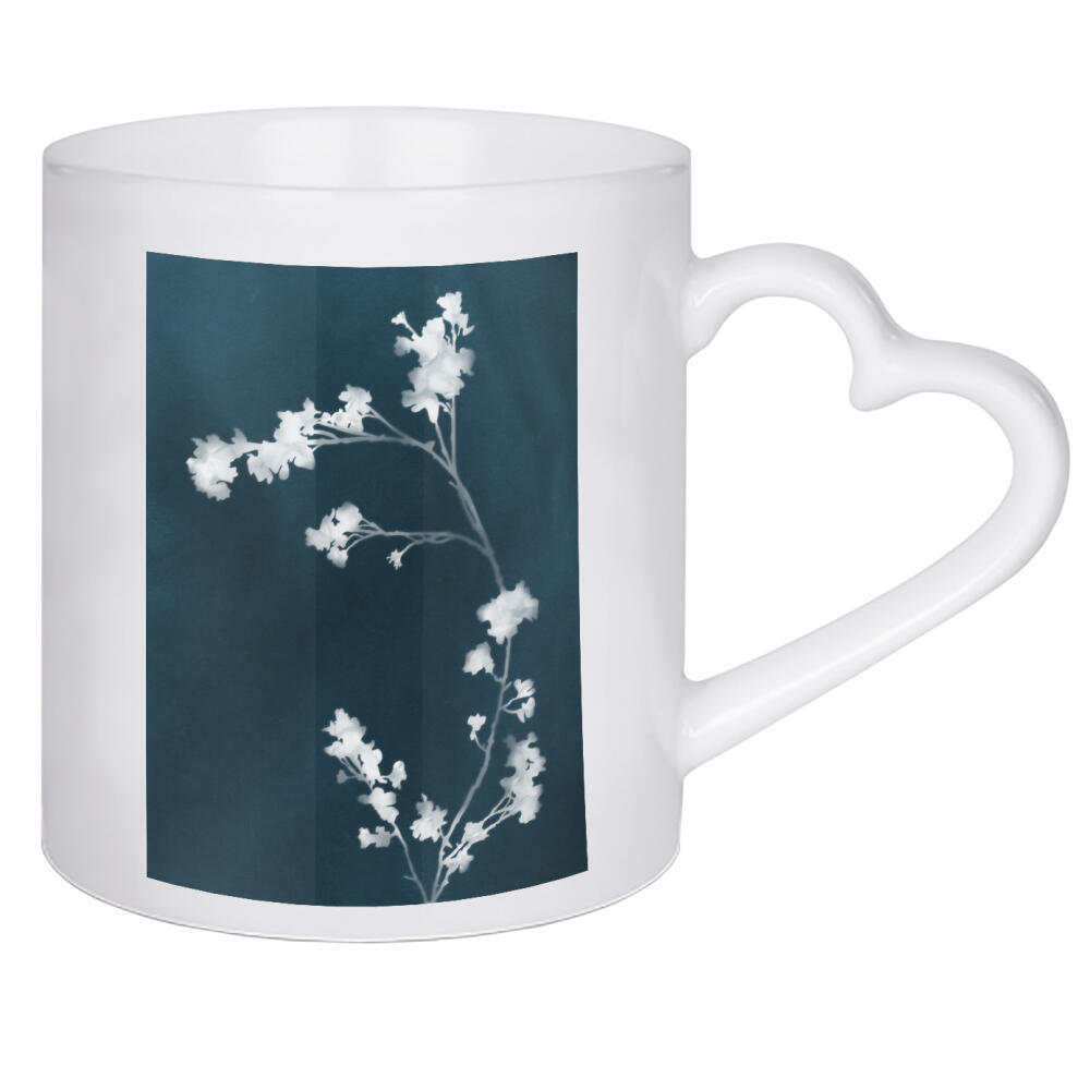 Herztasse "Monographie Blau" artboxONE - Natur,Floral - Blume,Cyanotypie,Silhouette,Blumen,Natur,Stillleben,Klassisch