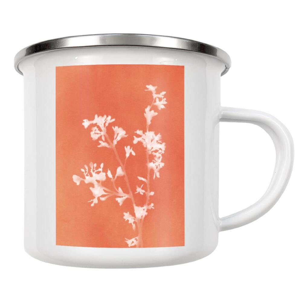 Emaille Tasse "Monographie Orange" artboxONE - Natur,Floral - Cyanotypie,Blume,Pflanze,Laub,Stillleben,Natur