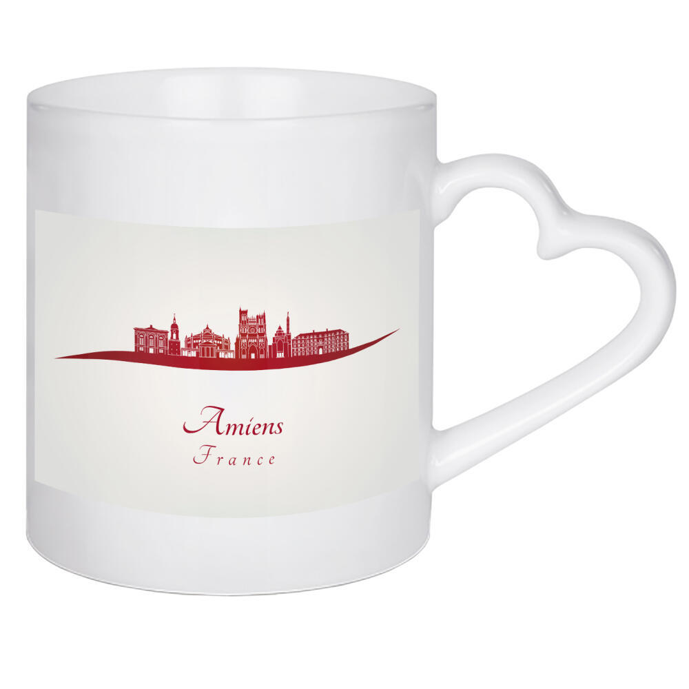 Herztasse "Amiens-Skyline in Rot" artboxONE - Städte - Skyline,Stadt,Denkmäler,Metropole,Reise,Tourismus,Geschenk,Souvenir,Rot,Amiens