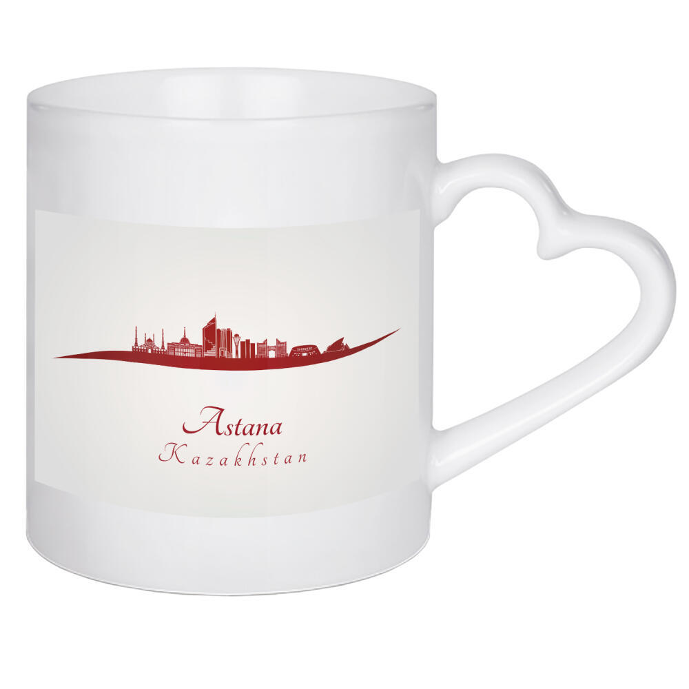 Herztasse "Astana-Skyline in Rot" artboxONE - Städte - Skyline,Stadt,Denkmäler,Metropole,Reise,Tourismus,Geschenk,Souvenir,Rot,Astana