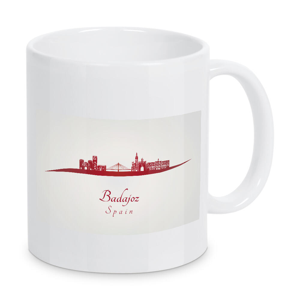 Tasse "Badajoz-Skyline in Rot" artboxONE - Städte - Skyline,Stadt,Denkmäler,Metropole,Reise,Tourismus,Geschenk,Souvenir,Rot
