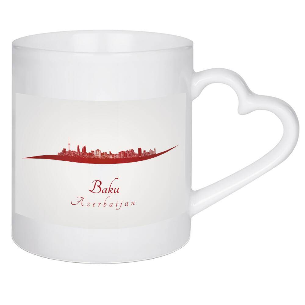 Herztasse "Baku-Skyline in Rot" artboxONE - Städte - Skyline,Stadt,Denkmäler,Metropole,Reise,Tourismus,Geschenk,Rot