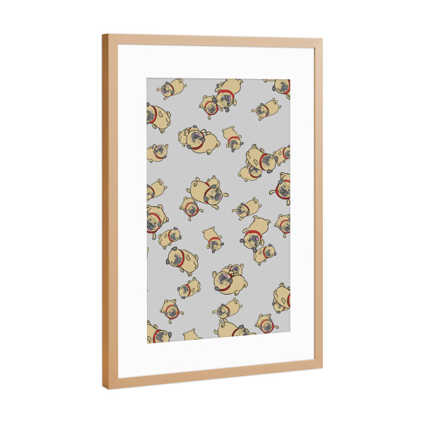 Poster mit Rahmen Kupfer "Möpse" artboxONE - Für Kinder,Tiere - Mops,Muster,Hund,Tiere,Puglove,Pugs,Hunde,Haustier