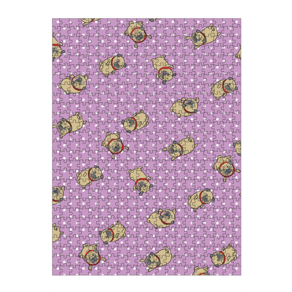 artboxONE Puzzle "Möpse im rosa Traumland" artboxONE - Tiere - Mops,Muster,Hund,Tiere,Puglove,Pugs,Hunde,Haustier,Punkte,Rockabilly,Polkadots