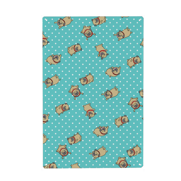 Metall Poster "Möpse in Türkis" artboxONE - Tiere - Mops,Muster,Hund,Tiere,Puglove,Pugs,Hunde,Haustier,Punkte,Rockabilly,Polka dots - Blechschild