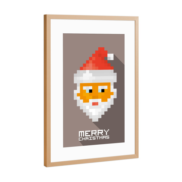 Poster mit Rahmen Kupfer "8bit Santa" artboxONE - Weihnachten