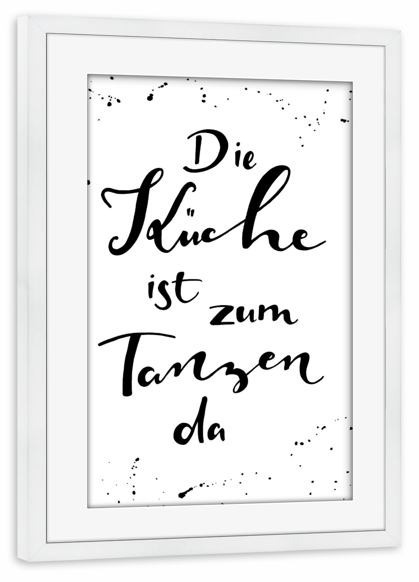 Poster mit Rahmen weiß "Tanzen in der Küche" artboxONE - Typografie,Essen & Trinken,Schwarzweiß