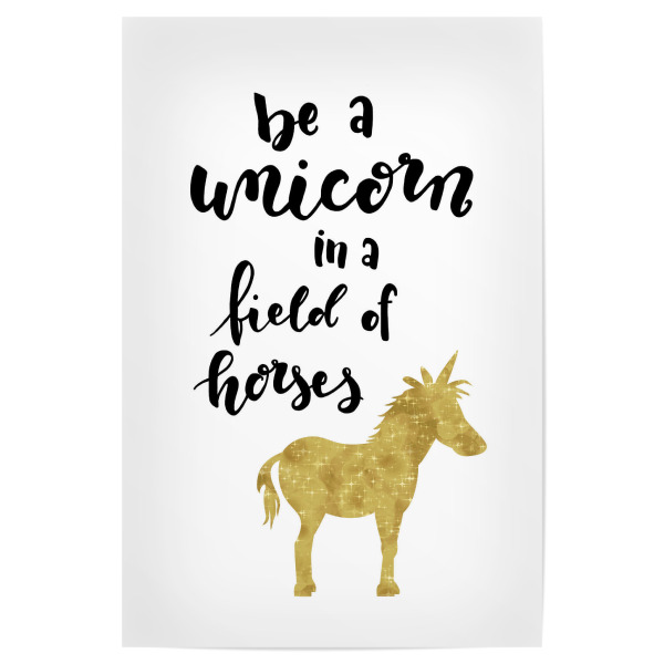 Poster 30x20 cm "Field of horses" artboxONE - Typografie,Schwarzweiß - Handaufbau,Einhorn,Einhorn